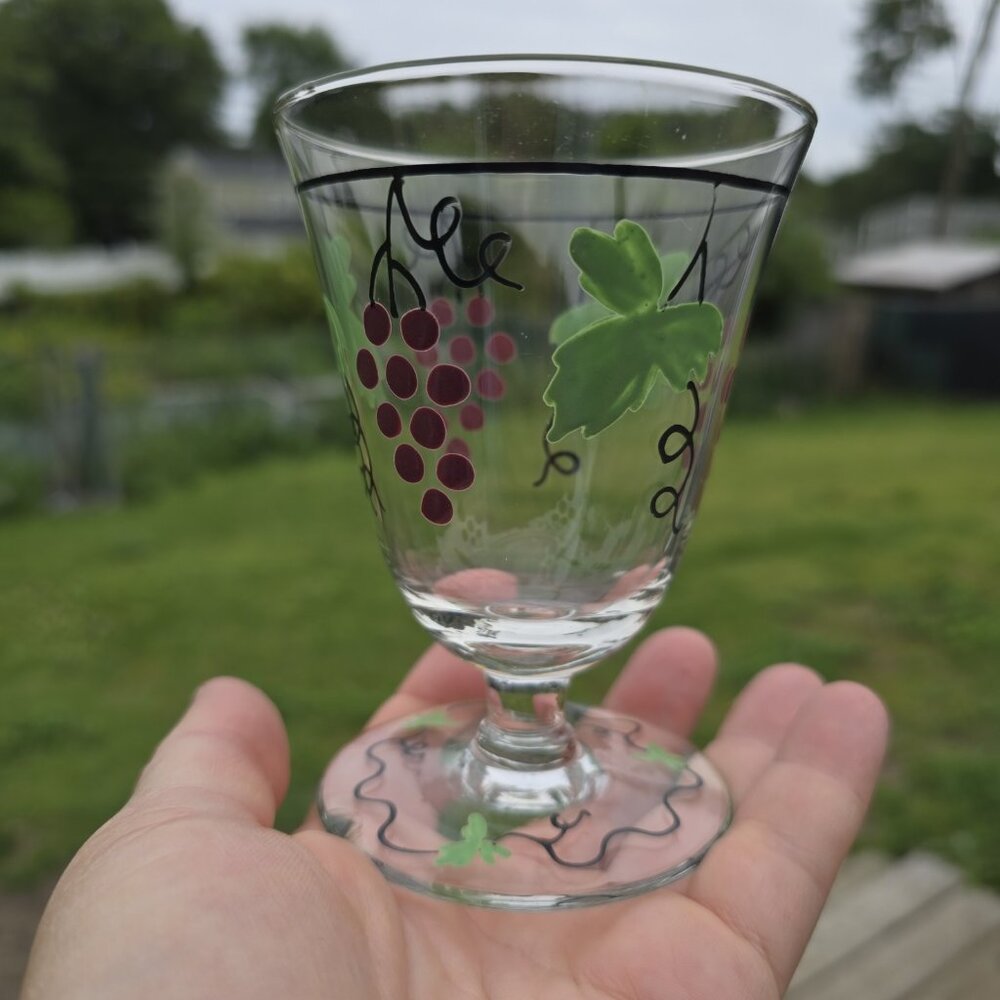 6 Vintage MCM Mid Century Hand  Painted  Franciscan Ware Wine Glasses Goblets